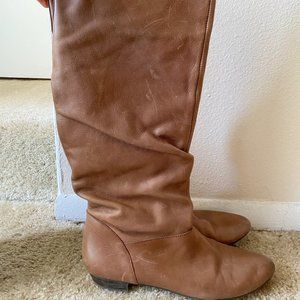 Nine West Slouchy Brown Leather Boots US8